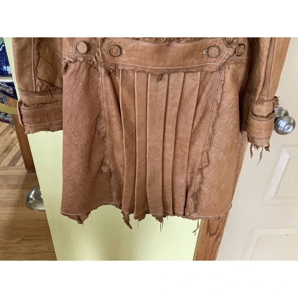 Women’s Sherry Nikka Leisure Couture brown leather trench coat size M - Picture 11 of 13